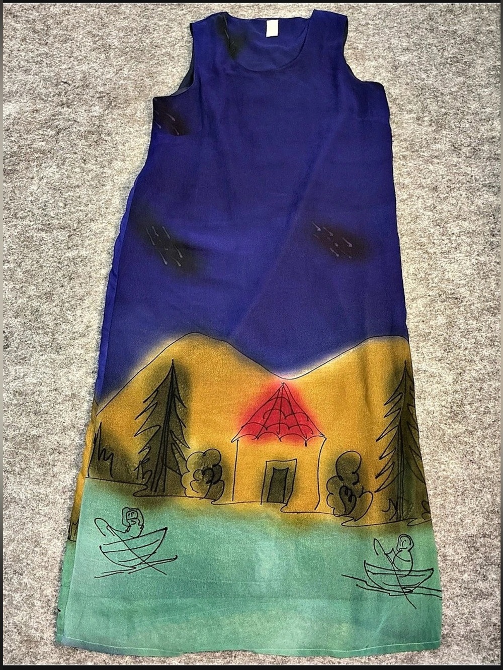 Papillon VINTAGE Abstract Graphic Short Sleeve Dress and Coverup in Blue & Green
